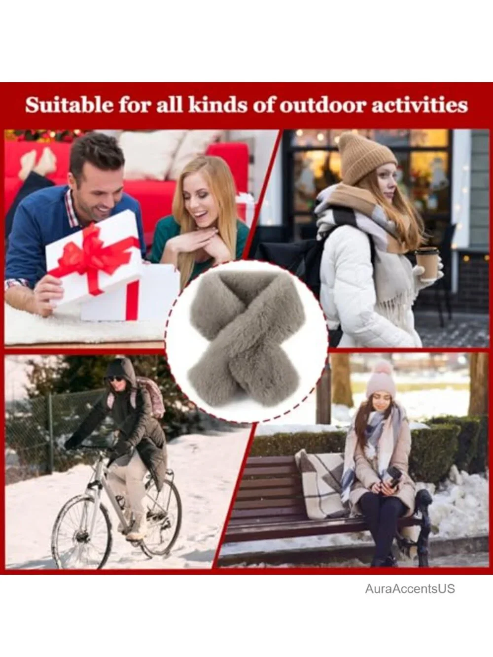 Faux Fur Winter Scarf Neck Warmer Women Wrap